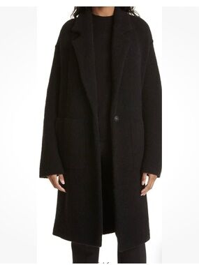 VINCE Size XS — Black Merino Wool Alpaca Blend Longline Cardigan Coat